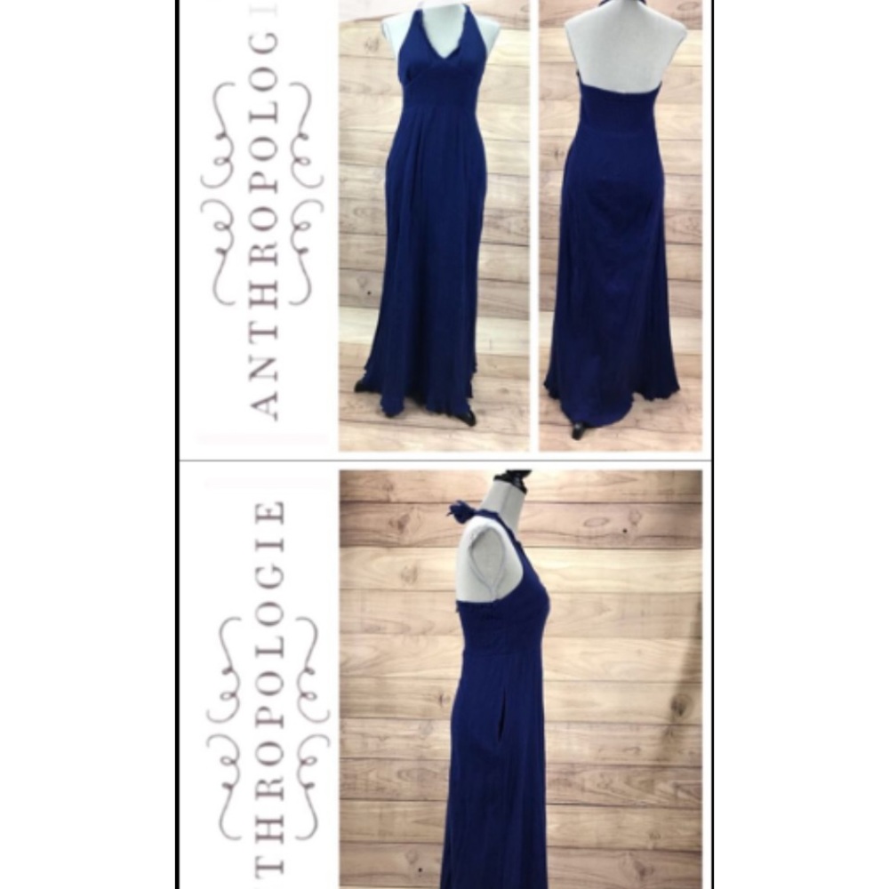Maeve by Anthropologie Navy Halter Maxi Dress size 6